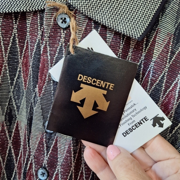 NWT Descente International Permalok Golf Polo Diamond Pattern Mens Size XL - Picture 3 of 7